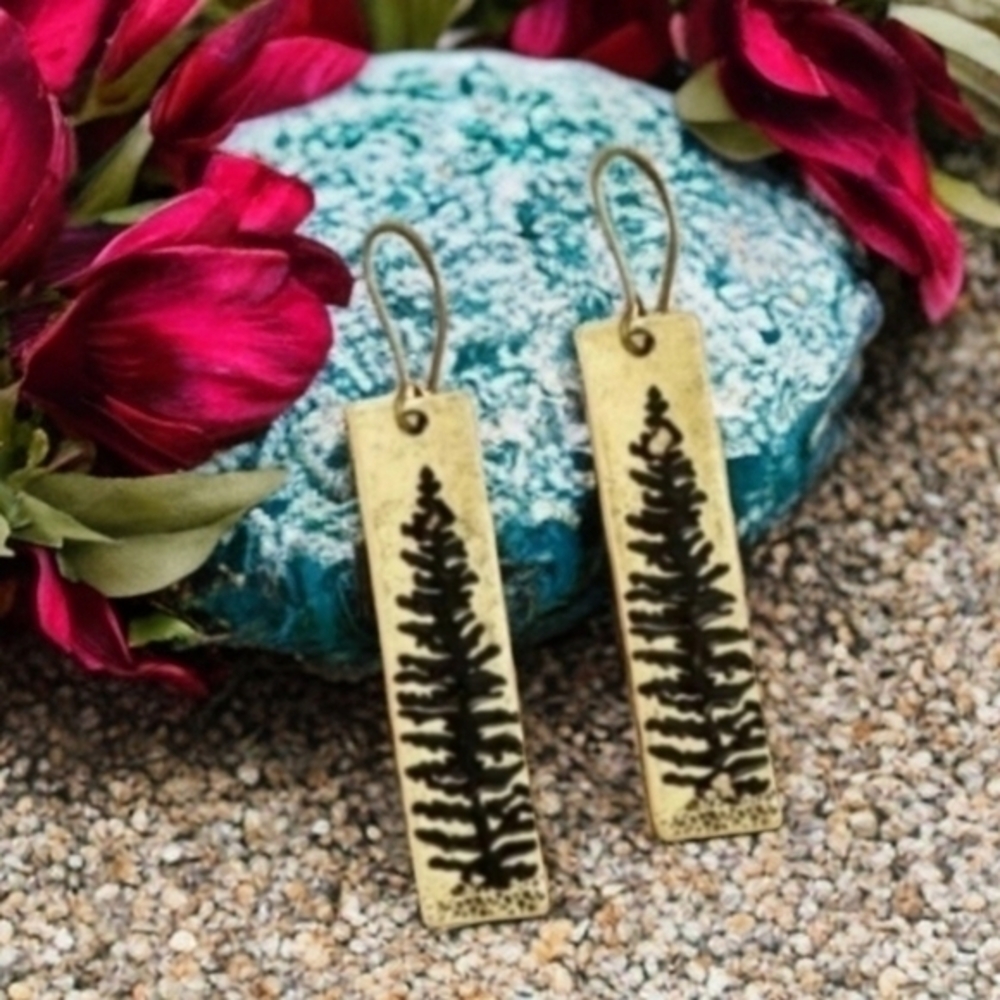 ANTHROPOLOGIE GOLDEN TREE BOHO EARRINGS 1